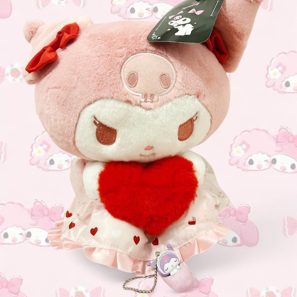 SANRIO 🌸 Medium Valentines Kuromi + Baby Kuro Keychain